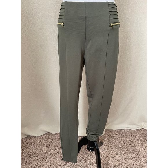 Zac & Rachel Olive Green Stacked Waistband Skinny Jeggings/Pants - Picture 1 of 12